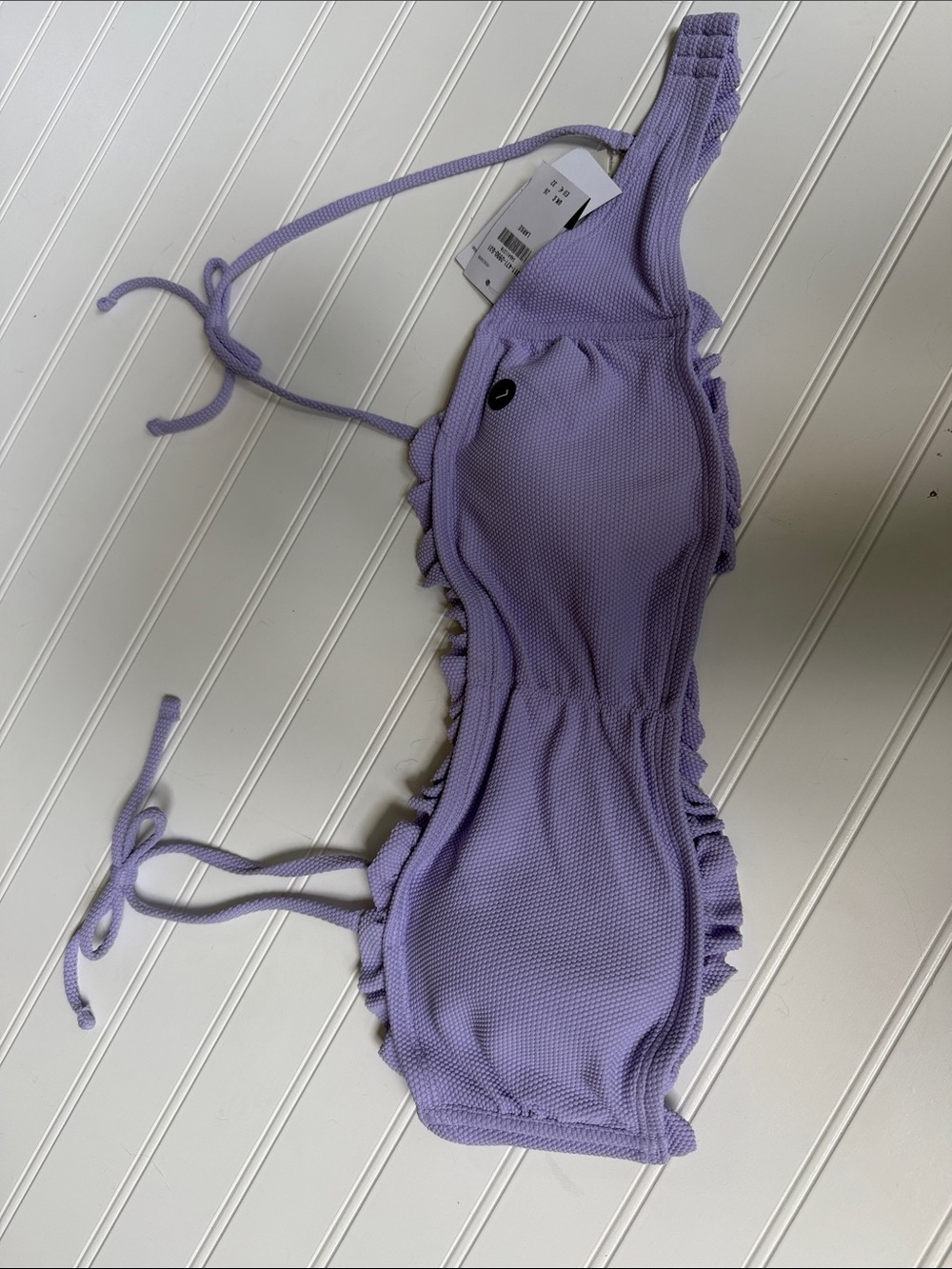 (335) Hollister Lilac Textured Ruffle Bikini Top